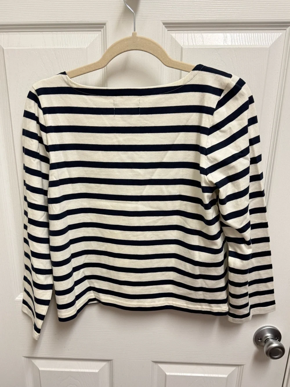 NWT J. Crew Classic Navy & Cream Striped Boatneck Top